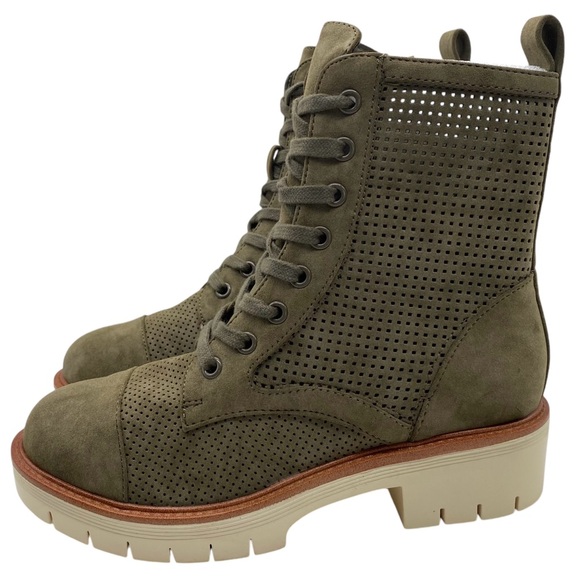 MIA Womens Shoes Havenn Combat Boots Green Vegan Leather Lace Up Chunky Trendy - Picture 12 of 12